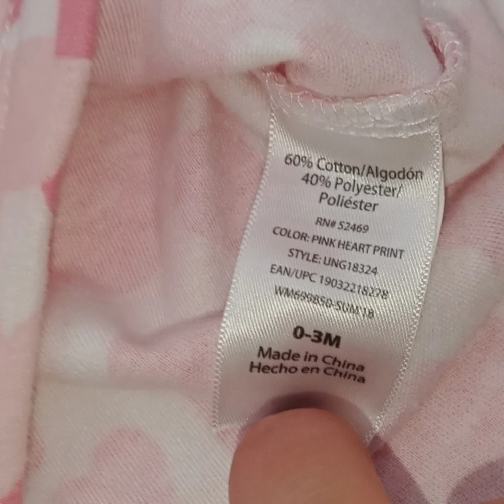 Baby Essentials Pink Heart Print Baby Bodysuit Onesie Size 0-3 Months!